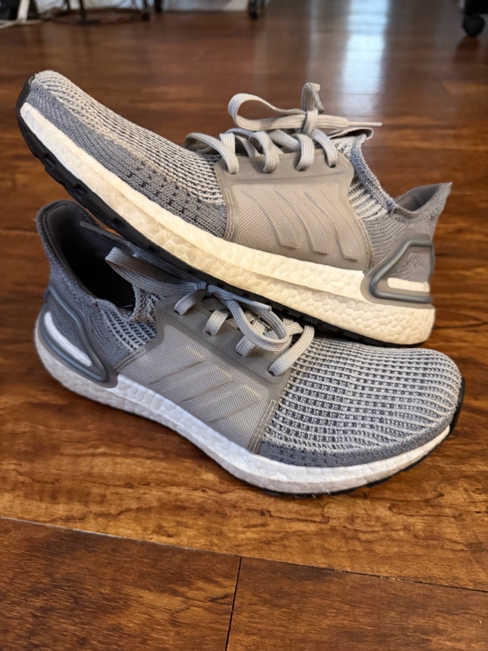 Adidas UltraBoost 19 Gray White Running Shoes Sneakers EF8847 Size 8 Women